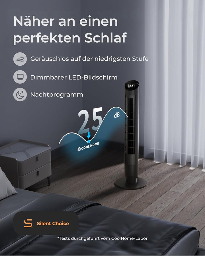 CF2401 Turmventilator mit Fernbedienung, App - Leiser Standventilator mit Timer, LED - Ventilator ki