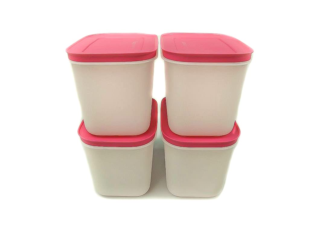TUPPERWARE Gefrier-Behälter 1,1L weiss-pink (4) Behälter Eis-Kristall Eiskristall