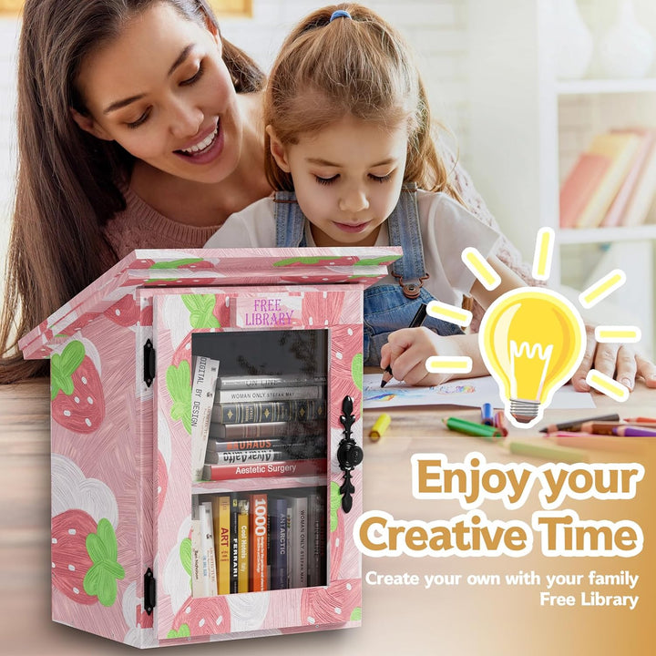 MSFE Kinderregal Bücherregal, Doppelte Kleine Bibliothek Box für Draussen mit Regal, Hängeregal DIY-