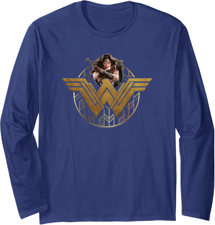 Wonder Woman Movie Power Stance and Emblem Langarmshirt