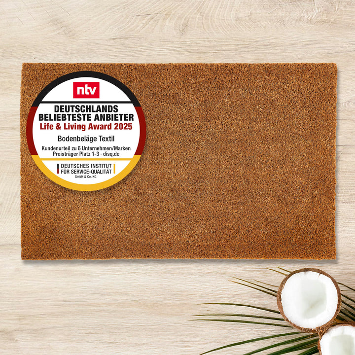 Carpido rutschfeste Kokosmatte - 60 x 90 cm 24mm Natur - Schuhmatte für Innen und für den überdachte