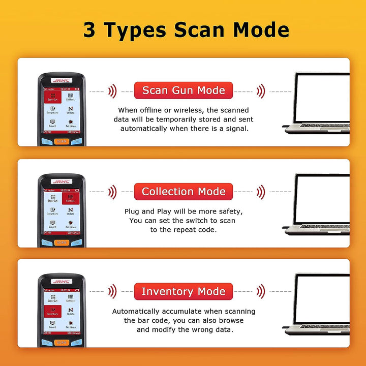 JRHC 2D Inventar Barcode-Scanner und Sammler mit 2.4GHz Wireless USB Empfänger Multifunktionaler 2.8