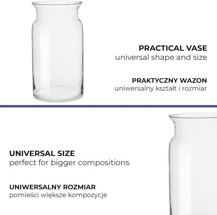 TREND FOR HOME Grosse Glasvase Hoch 29.5 cm Blumenvase Gross Bodenvase Glas Grosse Vase Amaryllis Va