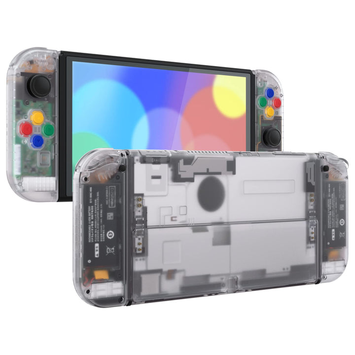 eXtremeRate Full Hülle für nintendo Switch OLED, DIY-Ersatz Konsole case & Kickstand, NS Joycon Gehä