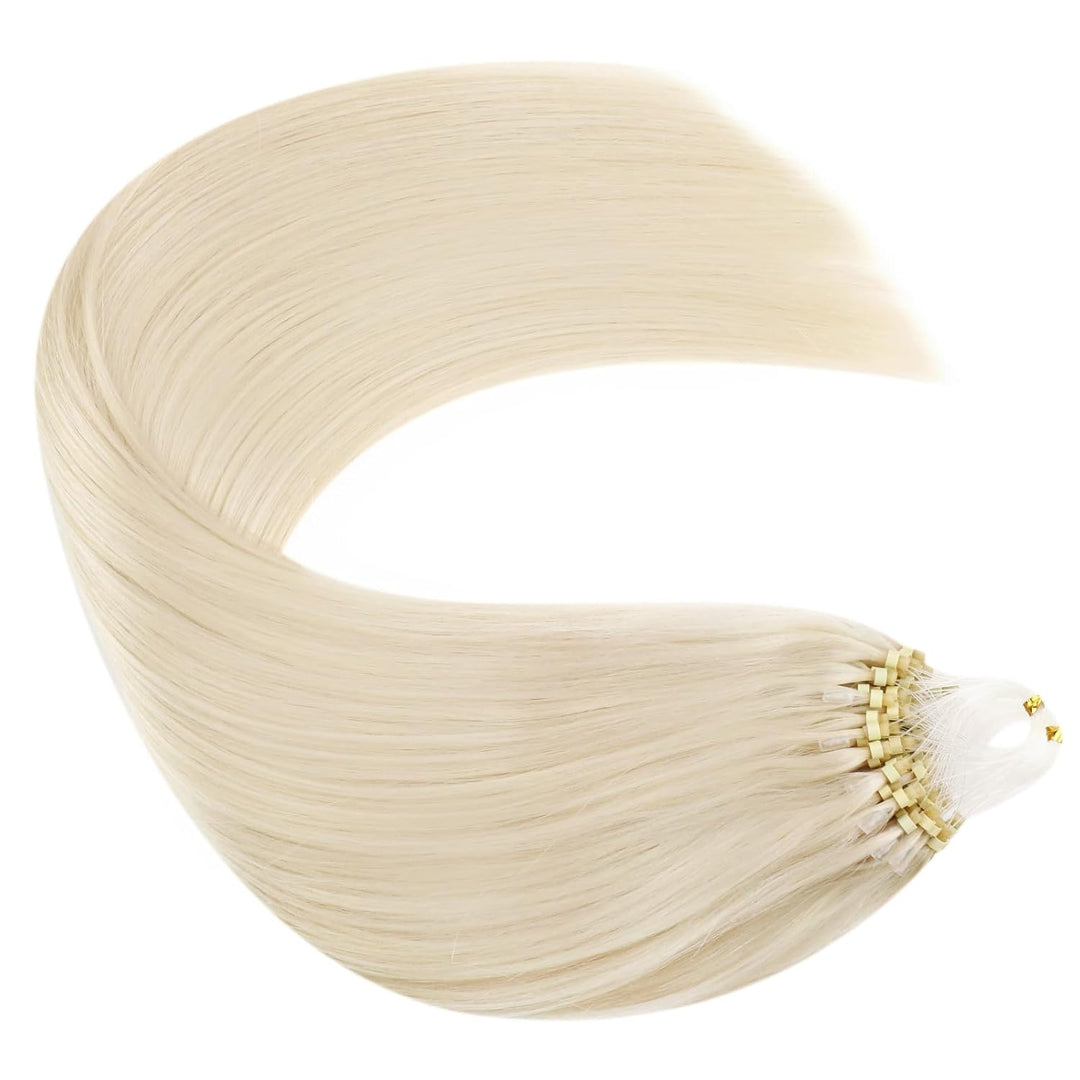 Ugeat Micro Ring Extensions Echthaar Blond 40 cm Extensions Echthaar Microring Platinblond Remy Haar