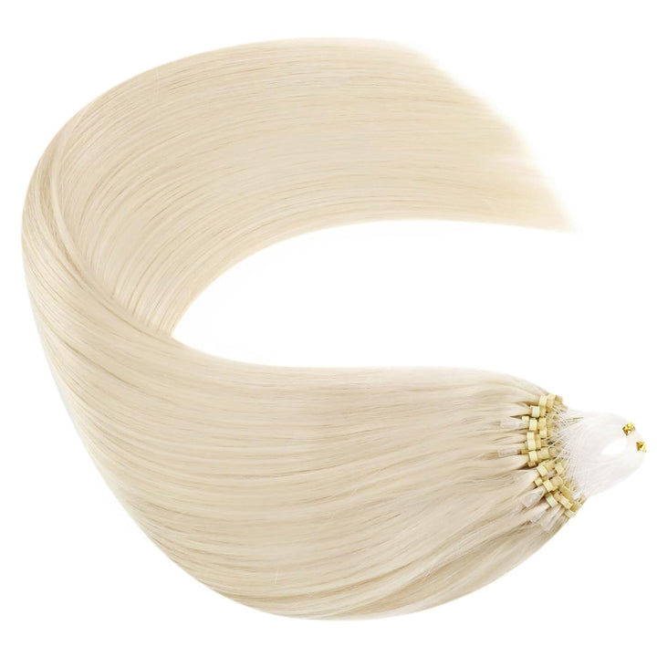 Ugeat Micro Ring Extensions Echthaar Blond 40 cm Extensions Echthaar Microring Platinblond Remy Haar