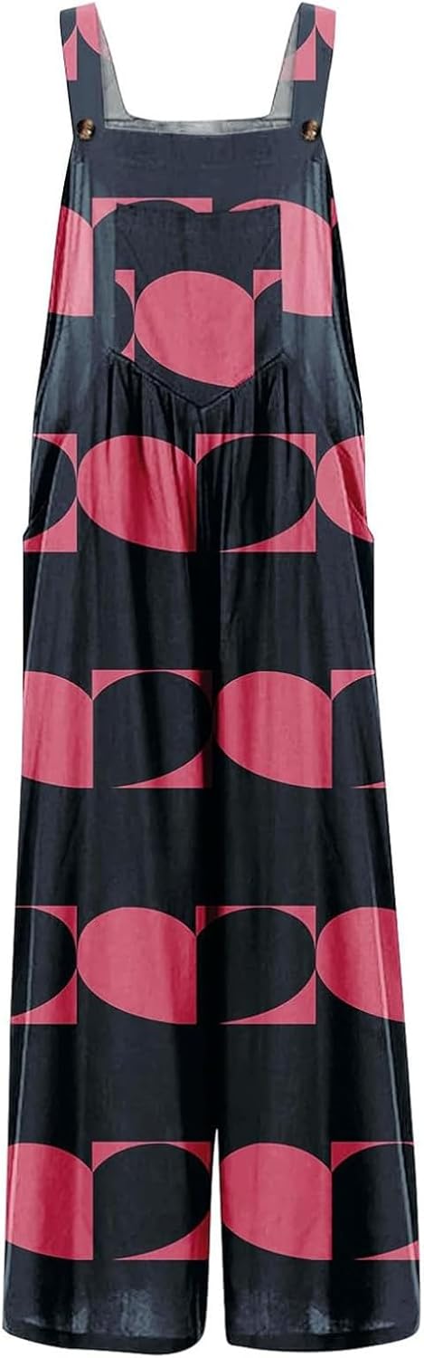 Valentinstag Jumpsuit Für Damen Herz Gedruckt Lässiger Ärmelloser Latzhose Locker Strampler Mit Tasc