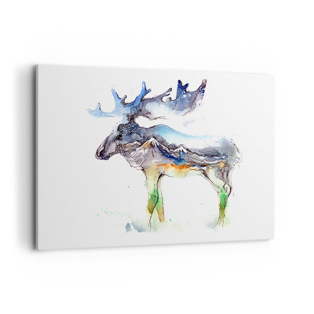 Bilder auf Leinwand 100x70cm Leinwandbild Moose Berge Winter illustration Gross Wanddeko Bild Schlaf