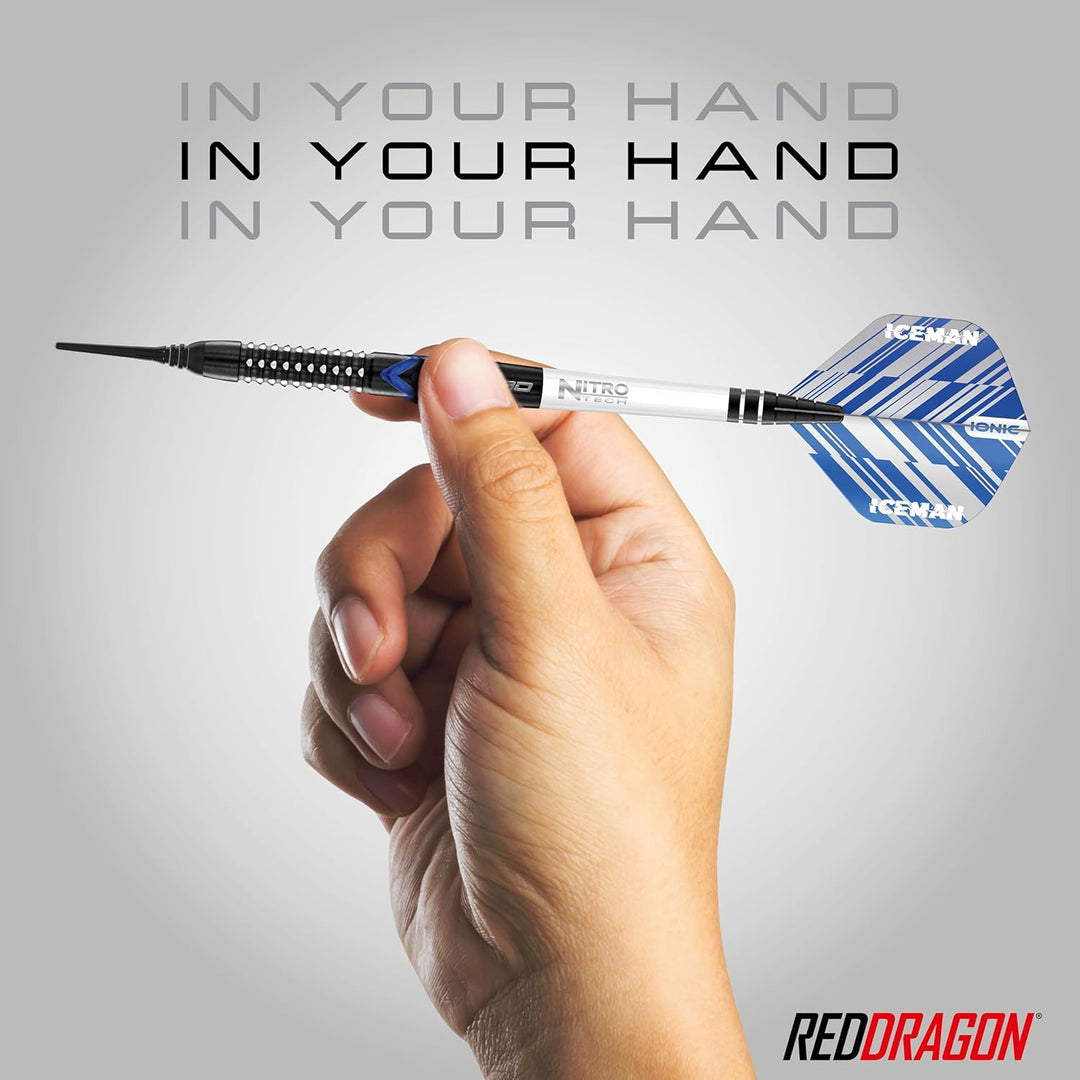 RED DRAGON Gerwyn Price Blue Ice SE - Tungsten Professional Darts Set with Flights and Nitrotech Sha