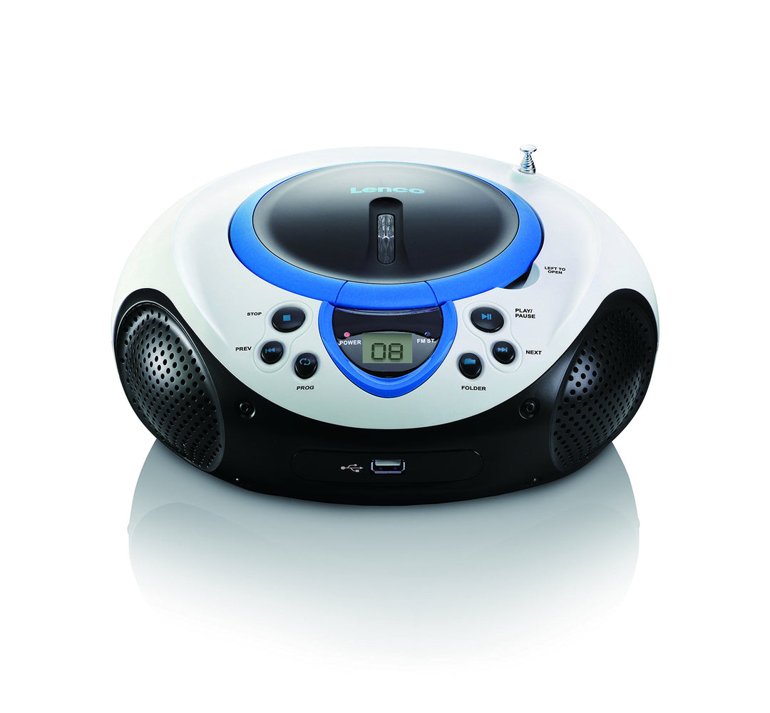 Lenco Kinder Radio CD-Player SCD-38 tragbares UKW-Radio mit CD/MP3-Player und USB in blau, blau