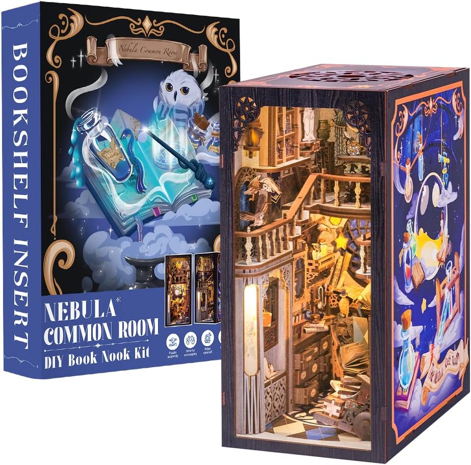 CUTEBEE DIY Book Nook Puppenhaus Kit mit Staubschutz und LED-Licht - Miniatur Haus ,Holzkunst Buchst