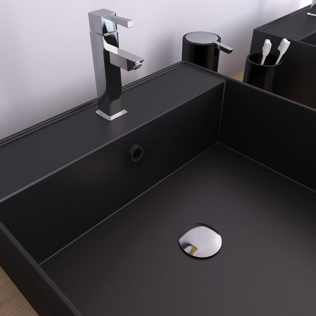 Squary Dark Waschbecken, quadratisch, Keramik, Schwarz, 41 x 41 x 15 cm 40x40x15cm Schwarz, 40x40x15