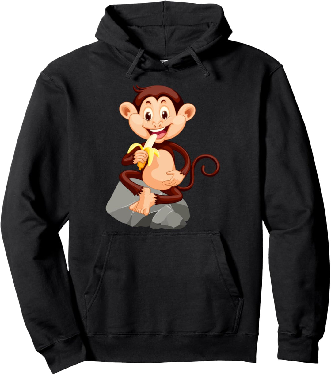 Affe mit Banane süsses Äffchen Pullover Hoodie
