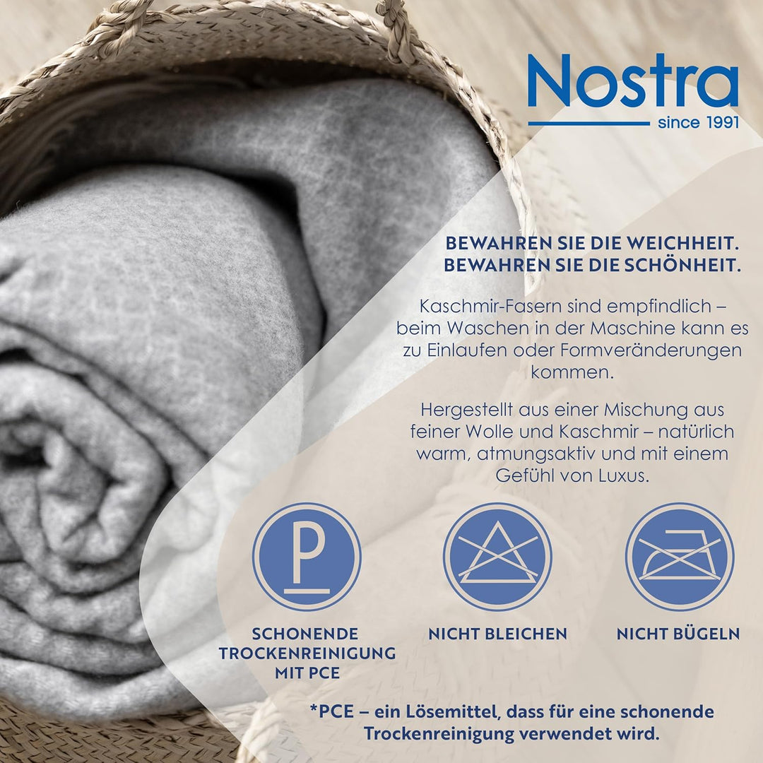 Nostra Andora Tagesdecke 140x200 | Weiche Merino Wolldecke mit 10% Kaschmir | Picnic Blanket | Warme
