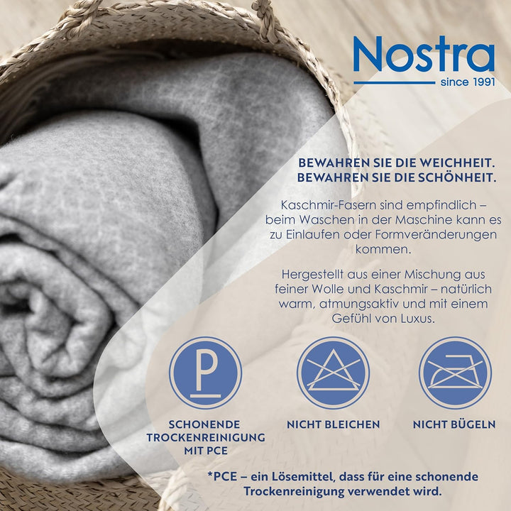 Nostra Andora Tagesdecke 140x200 | Weiche Merino Wolldecke mit 10% Kaschmir | Picnic Blanket | Warme