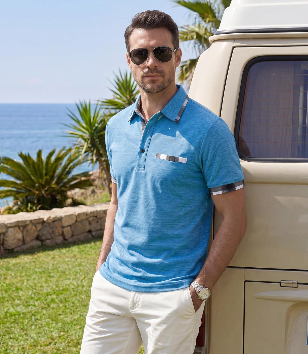 GLESTORE Herren Poloshirt Kurzarm Golf Polohemd mit Knopfleiste Atmungsaktives Freizeit Tshirt für S