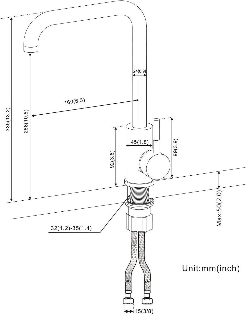 BONADE Armatur 360° Drehbare aus Edelstahl, Einhebel Spültischarmatur Mischbatterie, Hochdruck Wasse