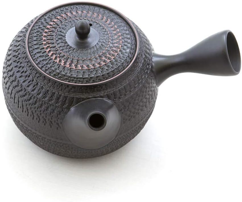 Gyokko Japanische Tee-Kanne Tokoname Sendan Maru mit Geschenk-Box, Meister 580 ml, schwarz. Handmade