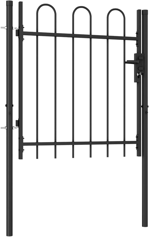 WIFESE 100x150 cm Schwarz Zauntor GartentüR Gartentor Gartenzaun Doppelstabmattenzaun Gartenzaun Kom
