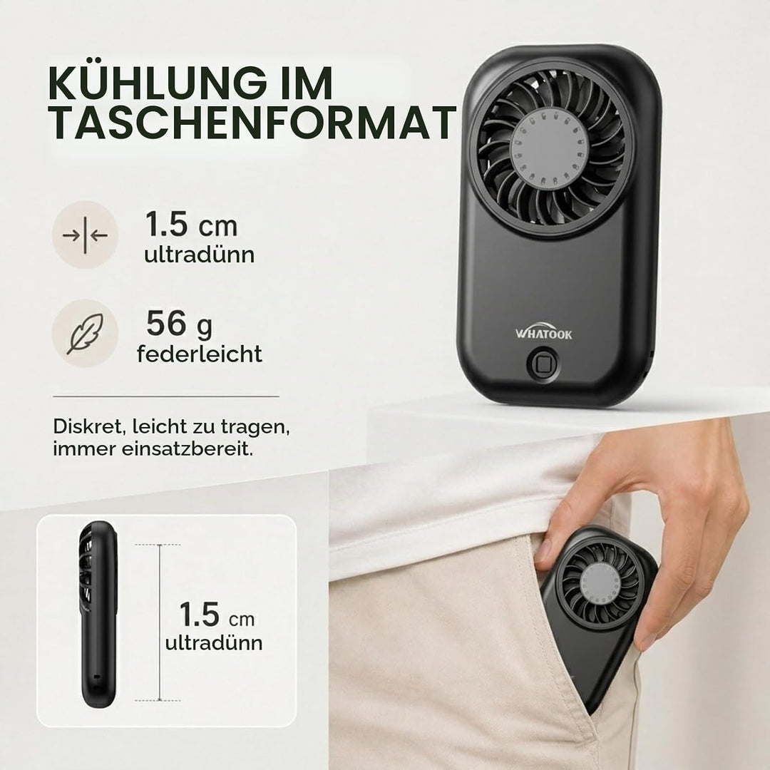 WHATOOK Mini Handventilator: 56g Ultra-Leicht Tragbarer, 11000 U/min Starker Handlüfter mit 5 Geschw
