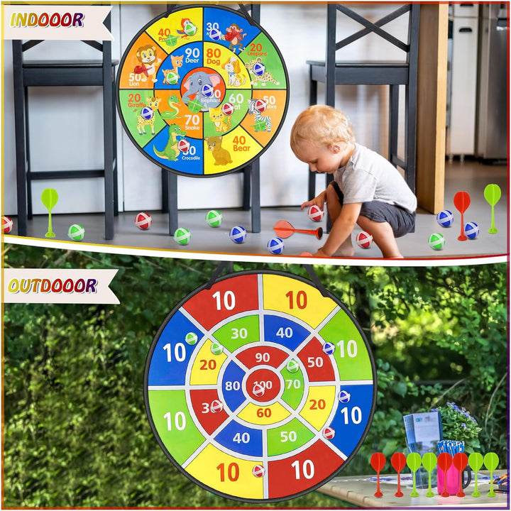 Klett Dartscheibe Kinder 71cm Dart Board Doppelseitige Dartspiel mit 12 klettballspiel wurfspiel Kin