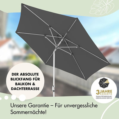Doppler Sonnenschirm AluPro Neo Kurbel 305cm I 6-eckiger Sonnenschirm für Balkon & Terrasse I Schirm
