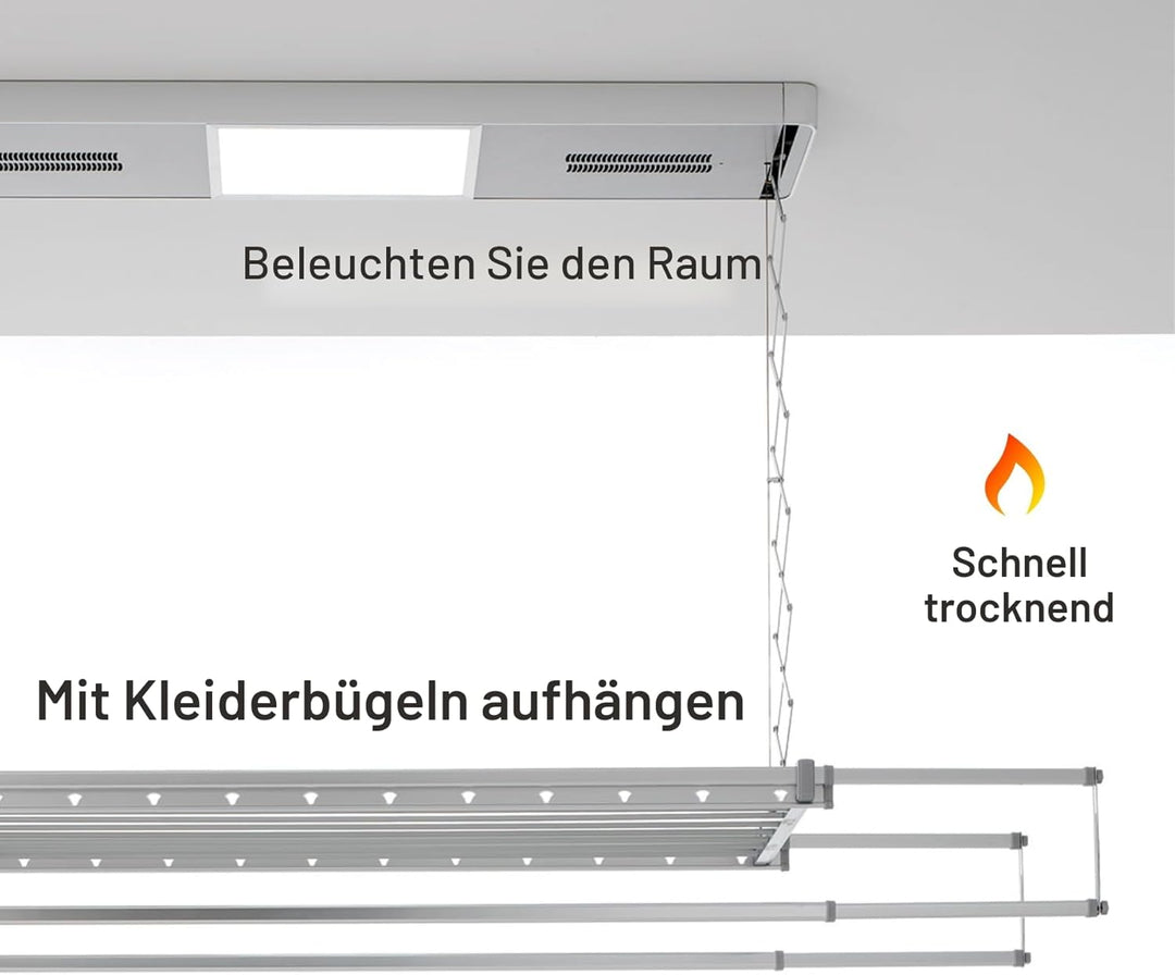 foxydry Pro Heizdecke Wäscheständer Wäscheständer mit Fernbedienung mit Warmbelüftung aus Aluminium