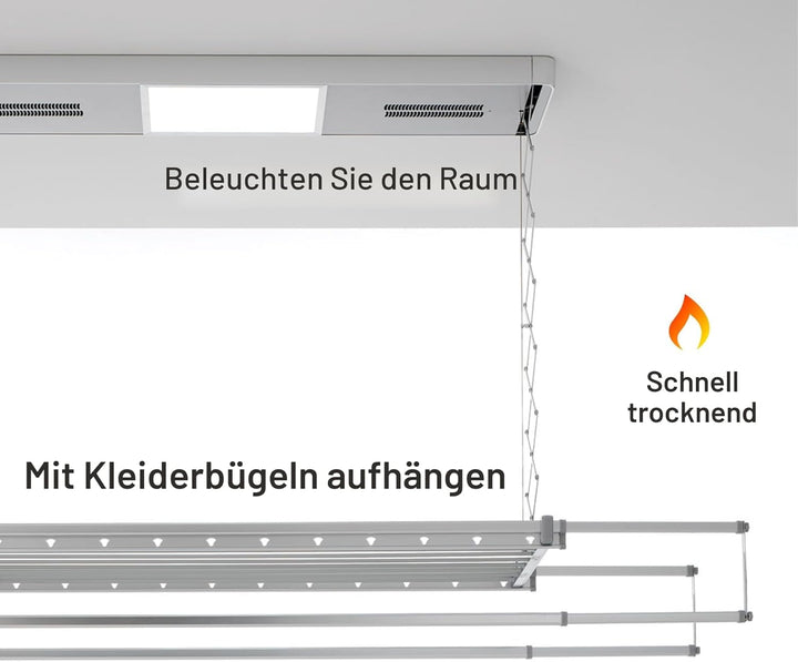 foxydry Pro Heizdecke Wäscheständer Wäscheständer mit Fernbedienung mit Warmbelüftung aus Aluminium