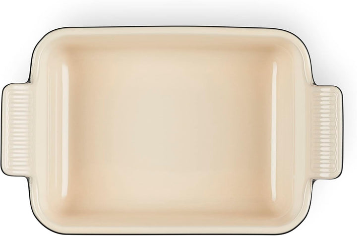 Le Creuset Rechteckige Auflaufform Tradition aus Steinzeug, 19 cm, 1.1 Liter, Schwarz glänzend, 7110