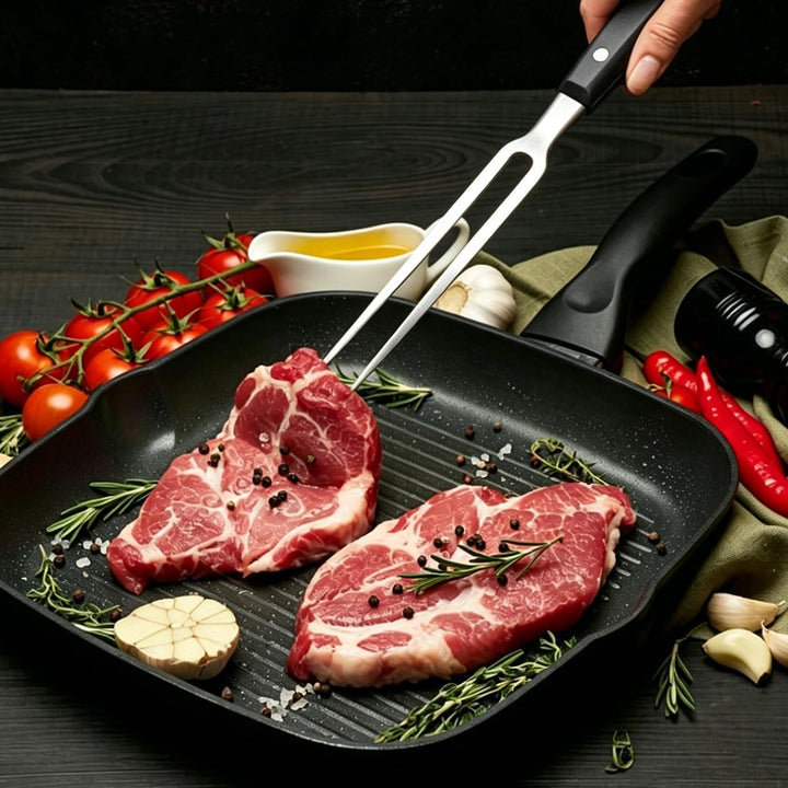 Fleischgabel, Fleischgabel Edelstahl Grillgabel mit Ergonomischem Griff, Nicht Leicht zu Biegen für