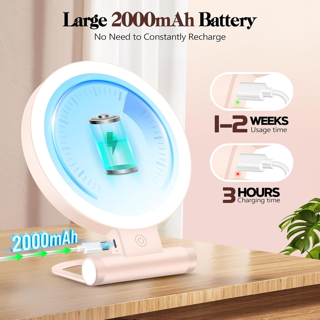 B Beauty Planet Kosmetikspiegel mit Beleuchtung, 30 fache/1-fach Doppelseitige Tischspiegel,3 Farbli