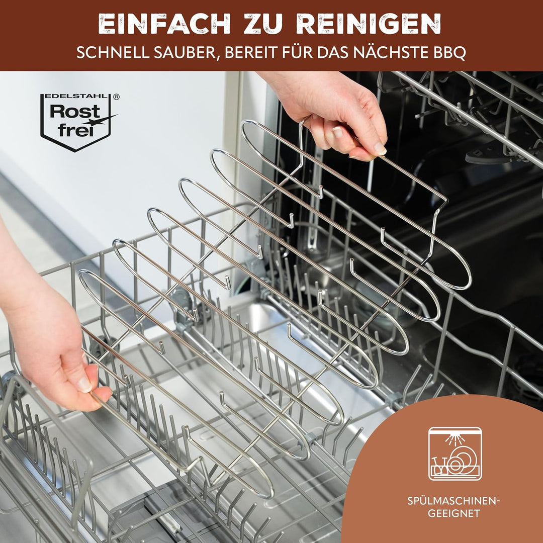 eluno Spareribs Halter mit Haltegriffen, Rippchenhalter zur Zubereitung von 6 Spareribs für Beste Er