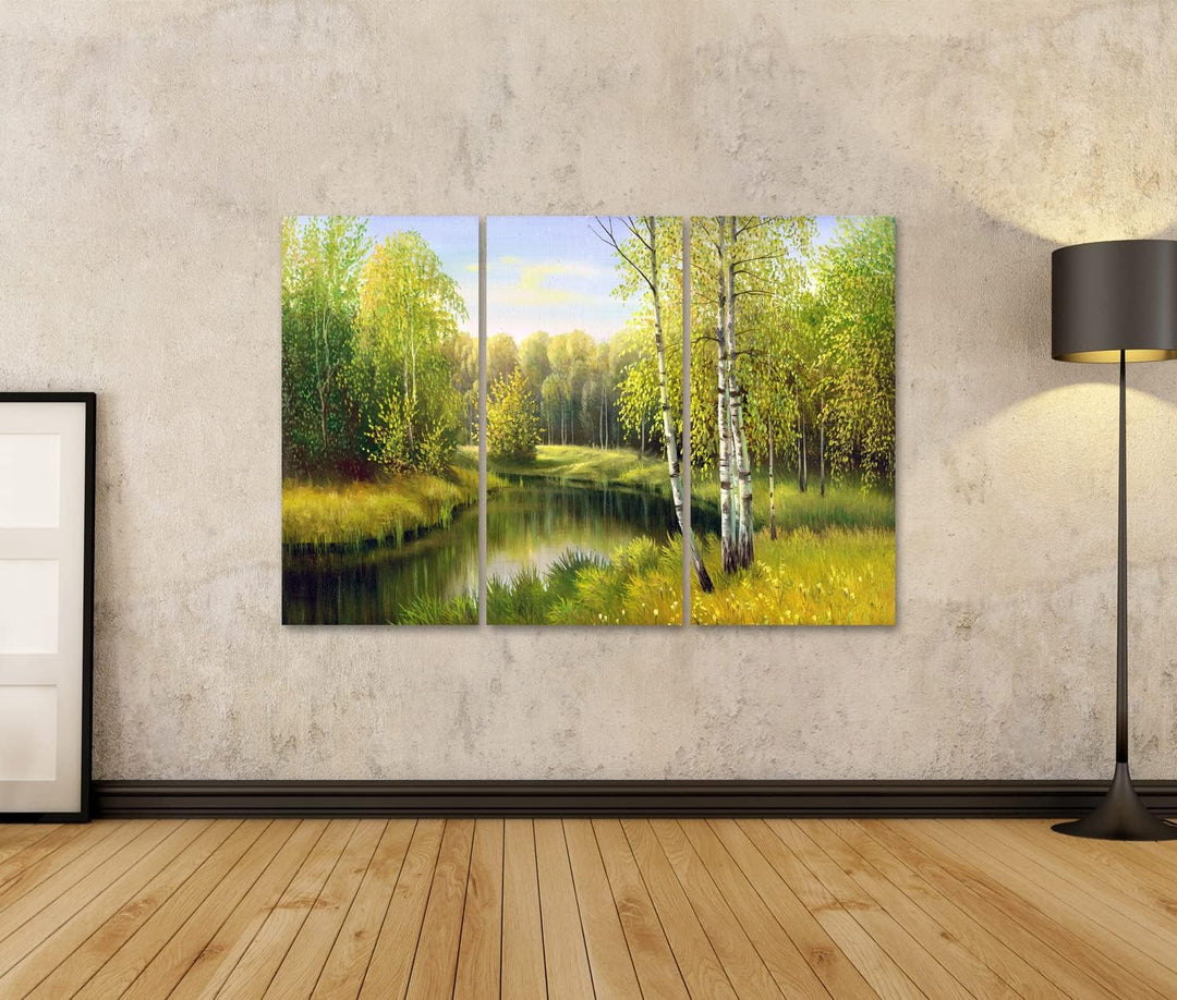 islandburner Bild auf Leinwand Schöner Fluss Im Wald Gemäldeeffekt Bilder Wandbilder Poster Leinwand