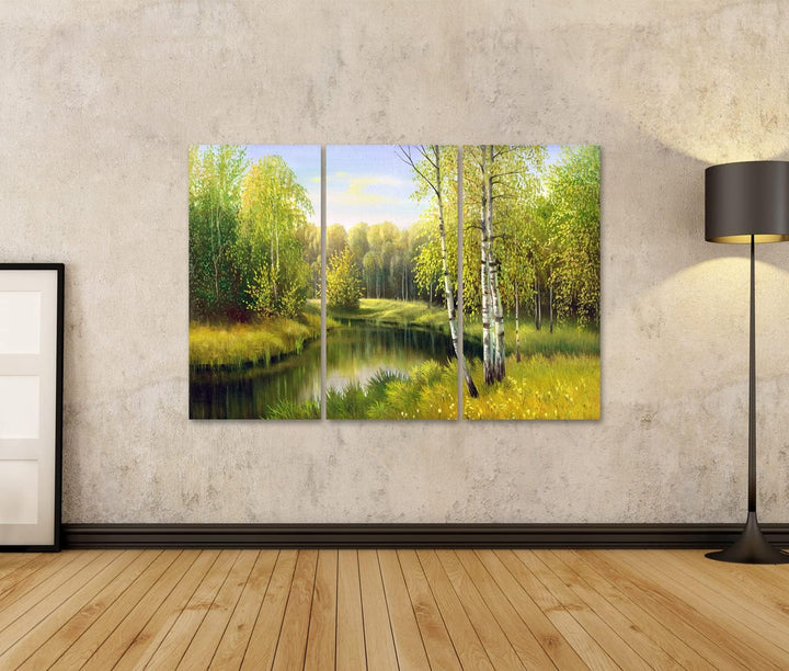 islandburner Bild auf Leinwand Schöner Fluss Im Wald Gemäldeeffekt Bilder Wandbilder Poster Leinwand