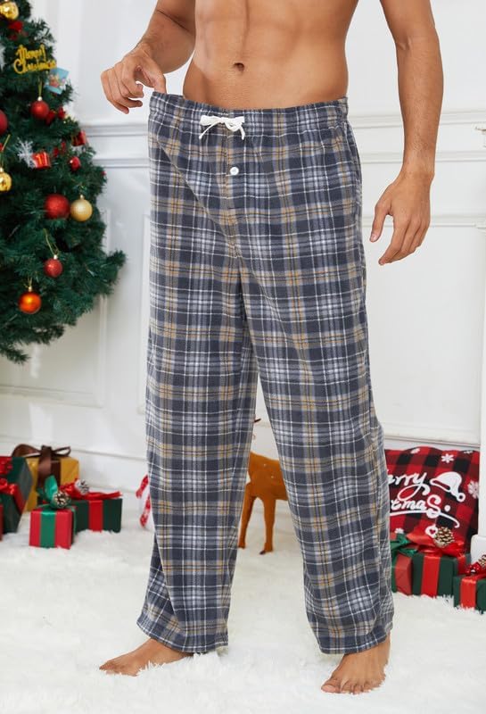 U2SKIIN Pyjamahose Herren lang kariert Schlafhose Schlafanzughosen für Herren Fleece Pyjama Hosen Na
