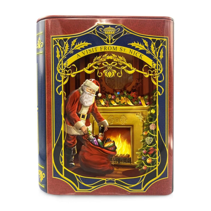 stylebox Blechdose in Form eines Weihnachsts-Buches Kleine Buchdose St. Nick rot/blau Keksdose Deko-