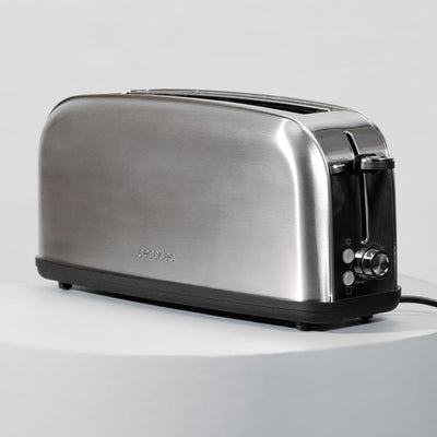 Cecotec Vertikaler Toaster 1 Langschlitz Toastin' time 850 Inox Long Lite, 850 W, 2 Scheiben Brot, 3