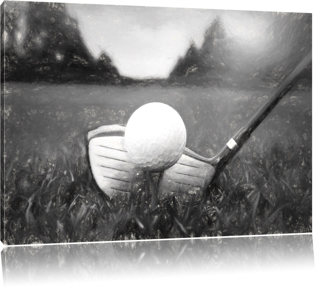 Pixxprint Golf Abschlag / 100x70cm Leinwandbild bespannt auf Holzrahmen/Wandbild Kunstdruck Dekorati