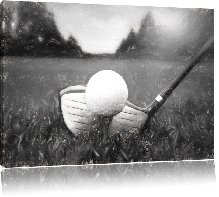Pixxprint Golf Abschlag / 100x70cm Leinwandbild bespannt auf Holzrahmen/Wandbild Kunstdruck Dekorati