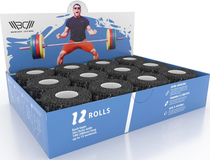 WARM BODY COLD MIND Hook Grip Tape für Gewichtheben - Lifters Baumwolle Thumb Tape für Powerlifting,