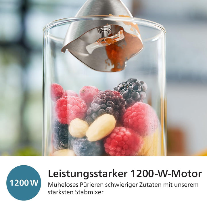 Philips 5000-Serie Stabmixer inkl. Schneebesen, Spiralizer, XL-Zerkleinerer - 1200 W Leistung. ProMi