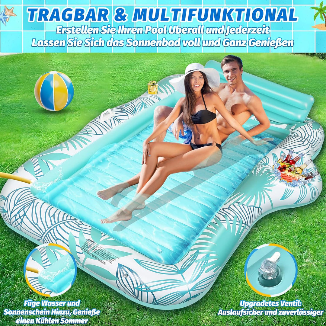 Charmofun Luftmatratze Tanning Pool Gross, 210 * 155 cm Doppelte Deluxe Aufblasbarer Sonnenpool mit