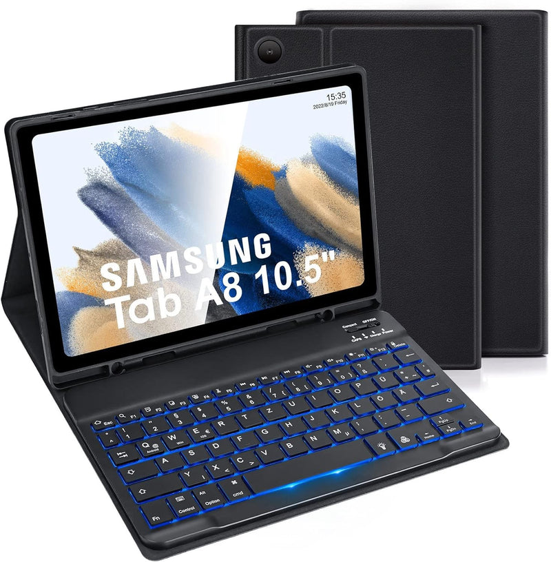 LAMA Samsung Galaxy Tab A8 Hülle mit Tastatur, Kabellose Tastatur Hülle für Tab A8 10,5“ 2021 (SM-X2