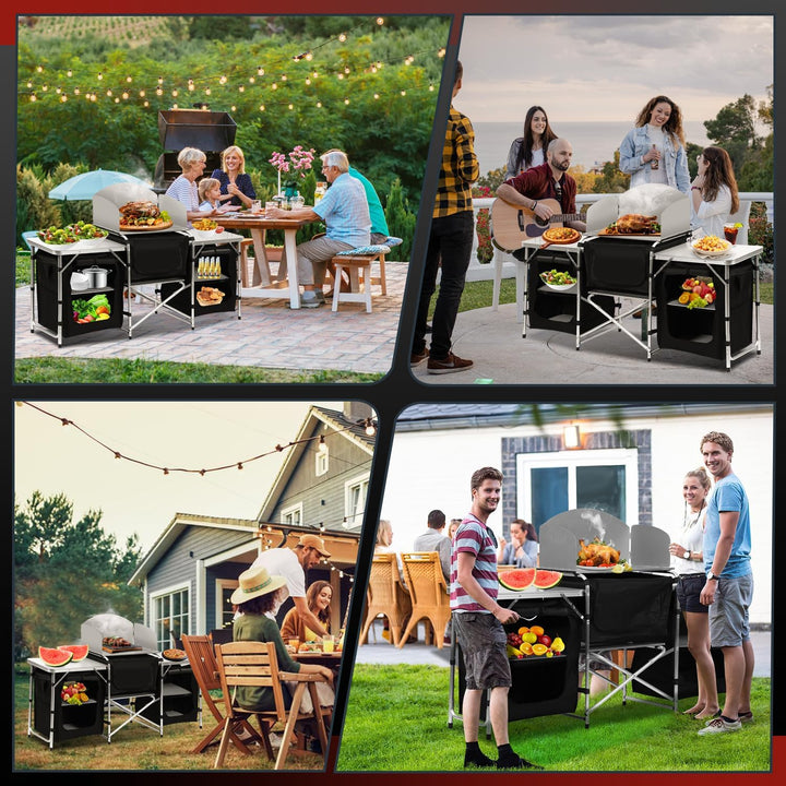 Campingküche mit Tragetasche Campingschrank Robuster Faltschrank Küchenbox Klappschrank,Verstellbare