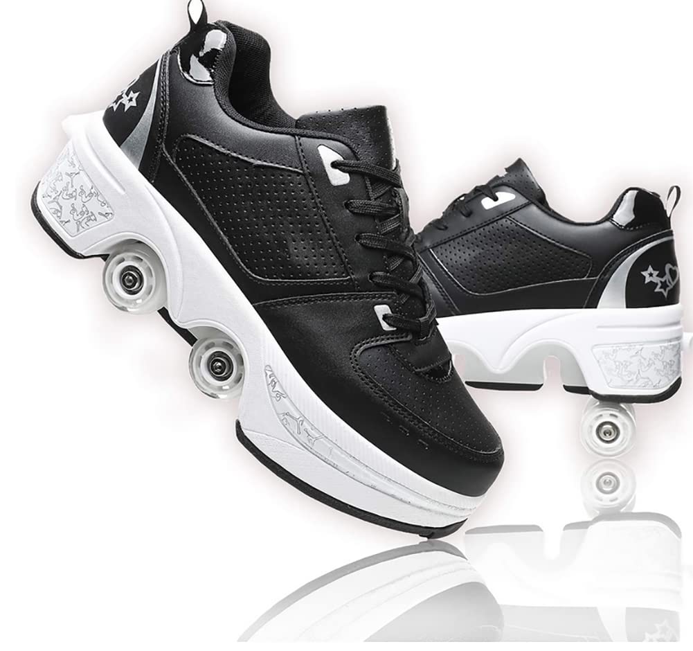 LDRFSE Schuhe mit Rollen, Rollschuhe Skateboard Schuhe Kinderschuhe Mit Rollen Skate Shoes Rollen Sc