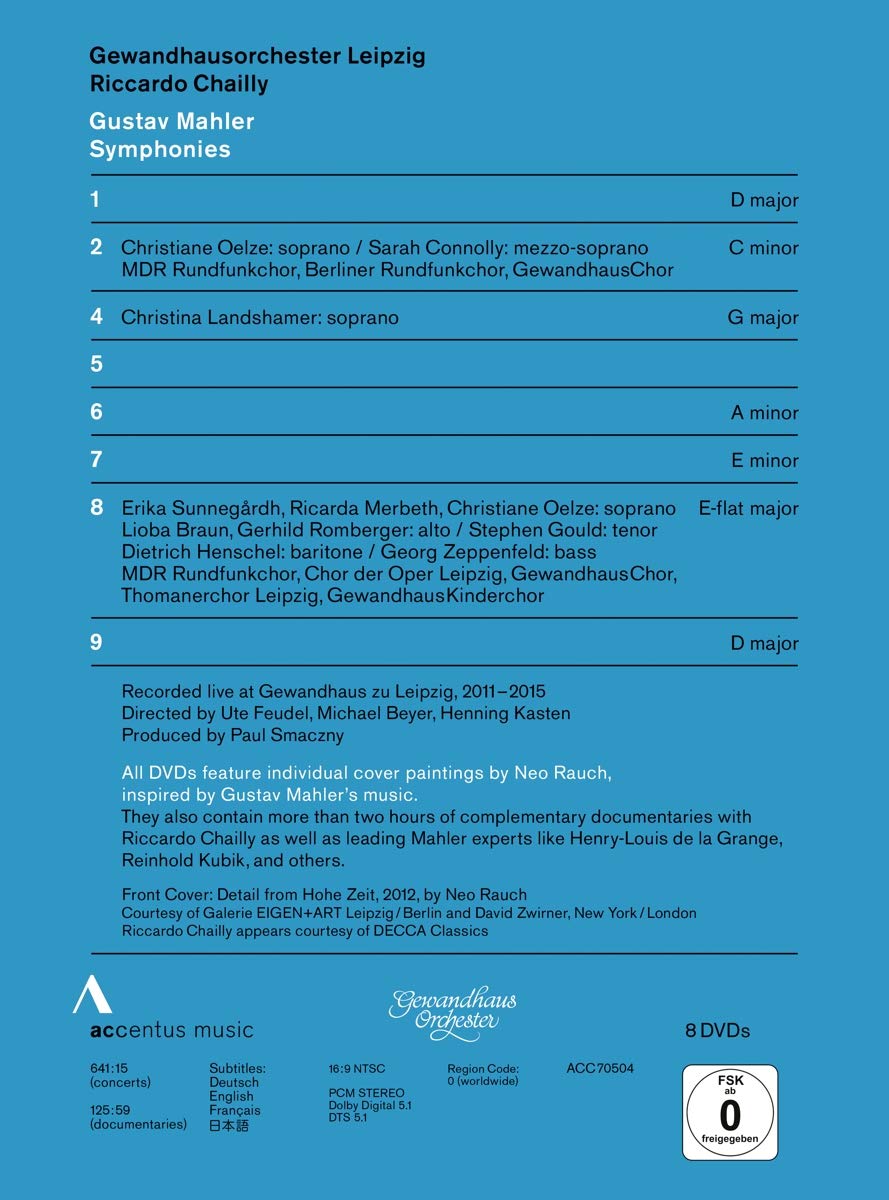 Mahler: Sinfonien 1, 2, 4-9 Aufzeichnungen aus dem Gewandhaus zu Leipzig, 2011-2015], DVD