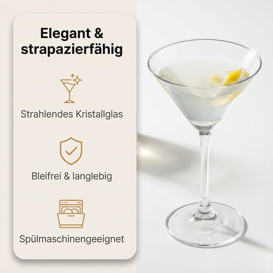 Der-Porzellan-Laden by Enoteca Martinigläser 210 ml, 2er Set, Cocktailgläser aus Kristallglas, spülm