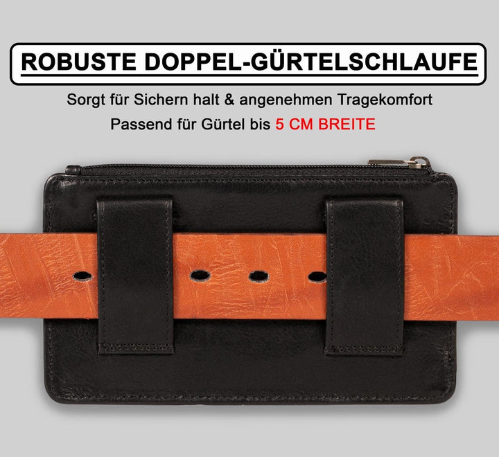 MATADOR Handy-Tasche Gürteltasche Herren Echt Leder Quertasche mit Klettverschluss Breite Gürtelschl