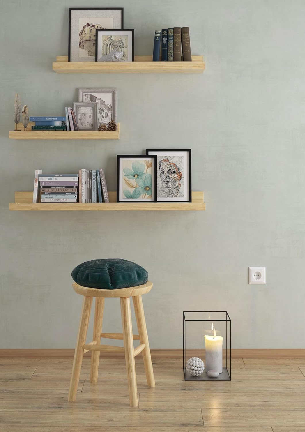 Runder Holz-Hocker als Beistelltisch oder Blumenhocker Schemel aus massiver Kiefer 90.71-42, Holzart