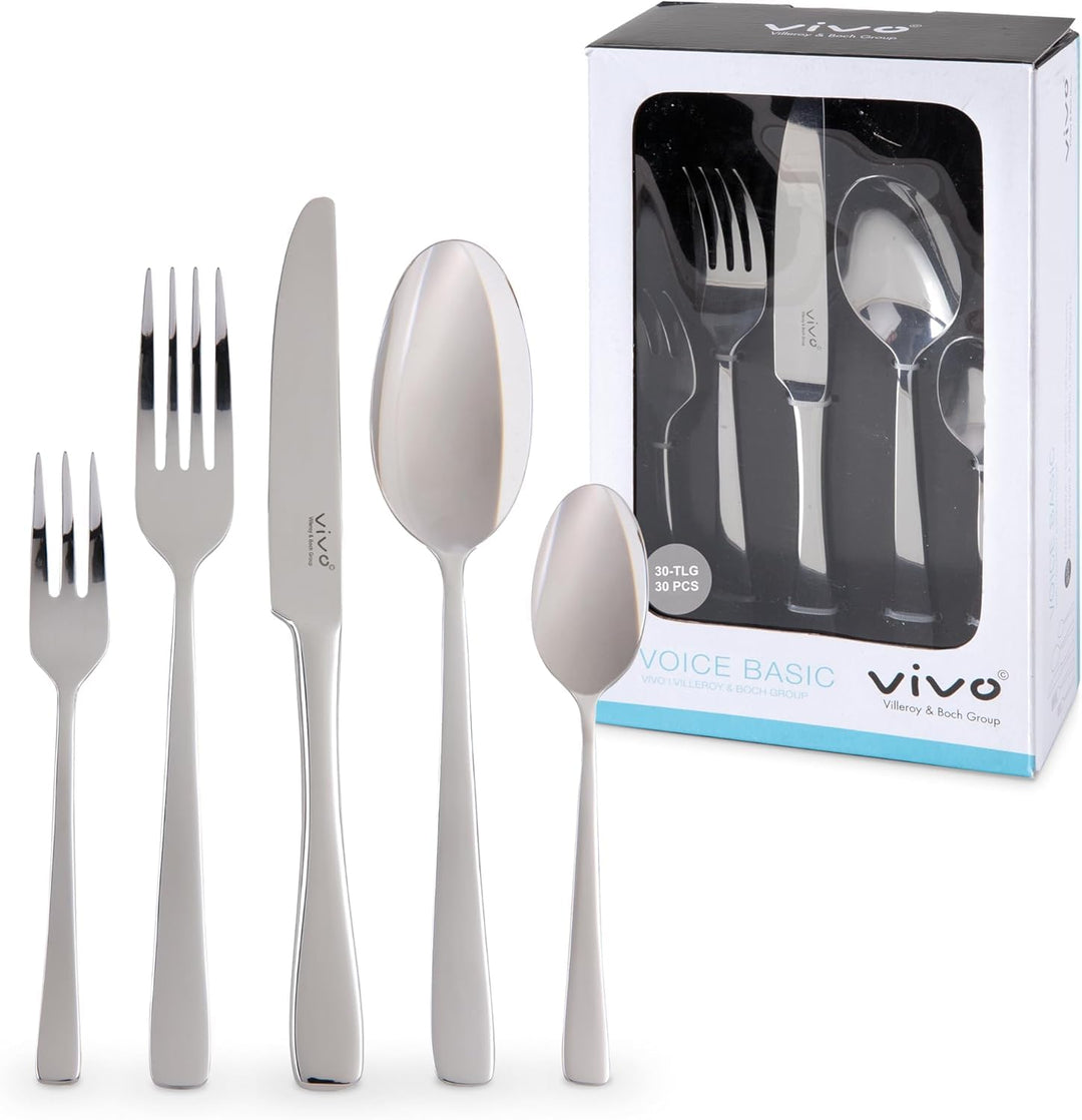 vivo by Villeroy und Boch Group - Voice Basic Tafelbesteck, 60-tlg., für bis zu 12 Personen, Edelsta